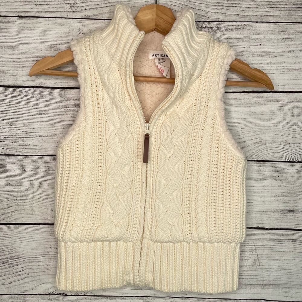 Artisan NY Cable Knit Sherpa Lined Zip Up Vest L (6X)